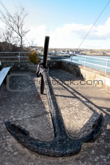 anchor on display in irish seaside town