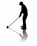 Silhouette of the golfer
