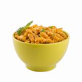  Fresh pasta with tomato sauce and basil isolated, clipping path.