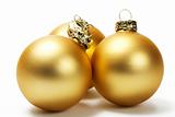 three golden dull christmas balls
