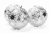 three metal christmas balls