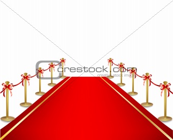 A red carpet and velvet rope. Vector
