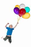 Boy Flying Behind Balloons