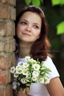 The girl with a bouquet