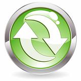 Gloss Button with Recycling Symbol