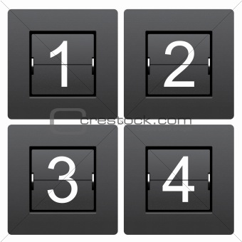 Numeric series 1 to 4 from mechanical scoreboard