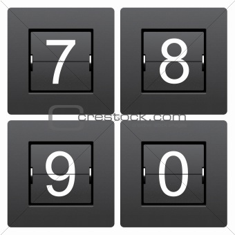 Numeric series 7 to 0 from mechanical scoreboard