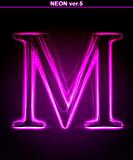 Glowing font. Shiny letter M.