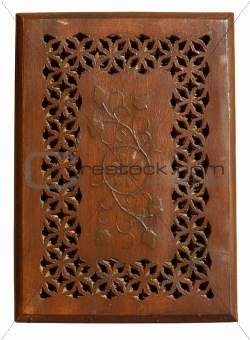 Carved wooden panel with detail isolated 