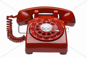 Red 1960s phone, isolated