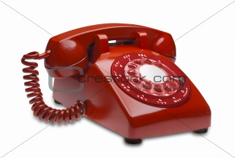 Red 1960s phone, isolated