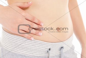Unrecognizable young woman put cream isolated on white background