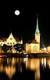 The night view of major landmarks in Zurich 