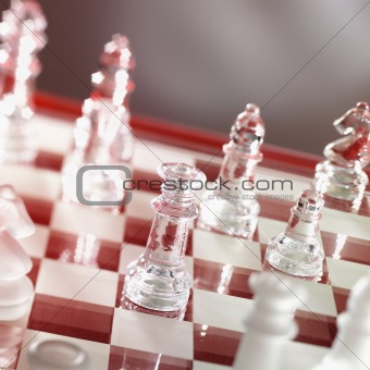chess game in warm red