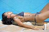 women relaxing suntan