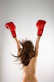 Woman with boxing gloves.