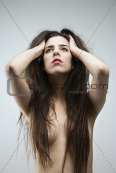 Nude woman portrait. 