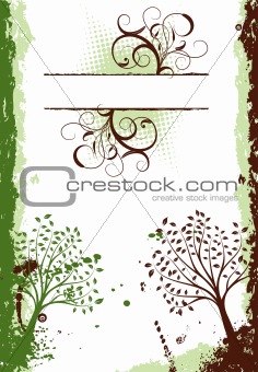Grunge tree background, vector