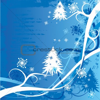 Grunge christmas winter background, vector