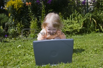 Girl study on computer