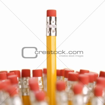 Erasers on pencils.