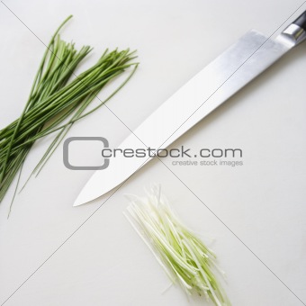 Chives with knife.
