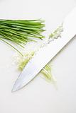 Chives with knife.