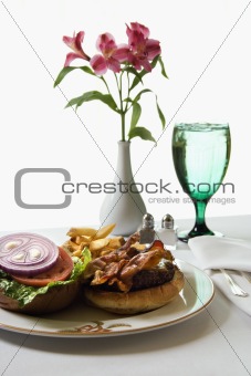 Cheeseburger with flowers.