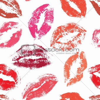 Seamless pattern, print of lips, vector