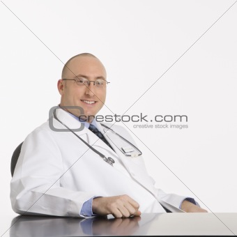 Male Caucasian doctor.