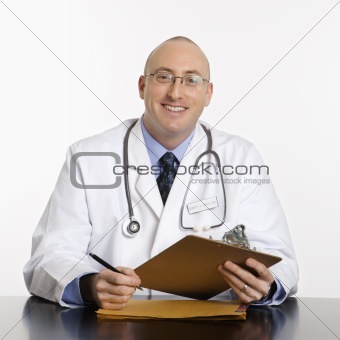 Male Caucasian doctor.