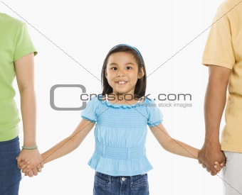 Girl with parents.