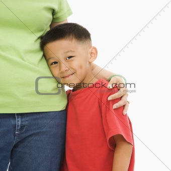 Boy with mother.
