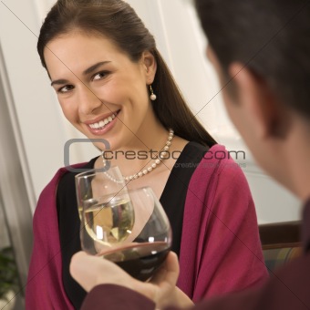 Couple drinking wine.