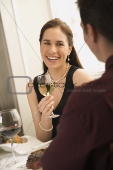 Couple drinking wine.