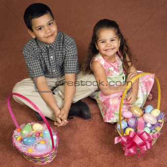 Kids with Easter baskets.