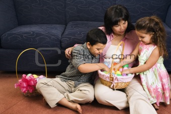 Family celebrating Easter.