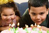 Kids and birthday cake.