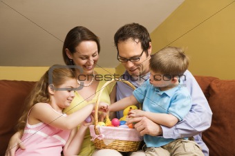Family with Easter basket.