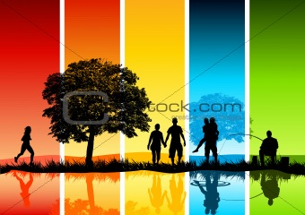 Colourful Family Scene