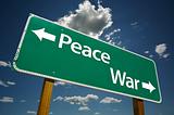 Peace, War Road Sign