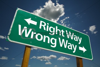 Right Way, Wrong Way Road Sign
