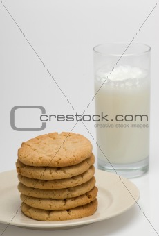 plate of cookies and milk