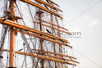 rigging of big sailing ship
