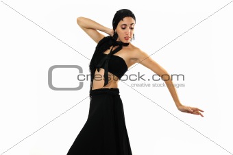 Hispanic flamenco dancer isolated on white