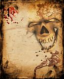 Grunge background with insects and skull