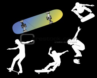 Group playing skateboards