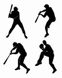 Silhouettes of baseball players