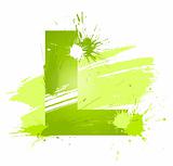 Green abstract paint splashes font. Letter L