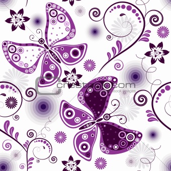Repeating floral white-violet pattern
